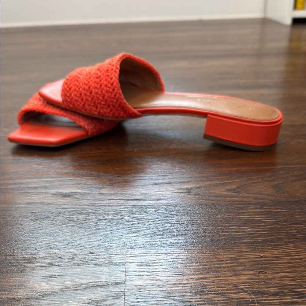 Anthropologie Orange Slide Sandals